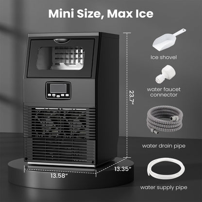 Commercial ice maker by Kismile, black, 80 Lbs/day, includes ice shovel and faucet connector on Tampa Home & Garden Store