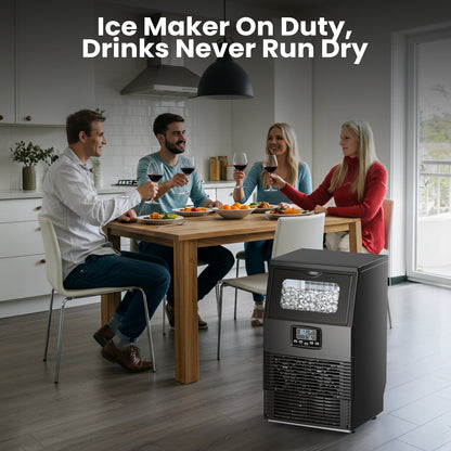 Kismile commercial ice maker 80 Lbs/Day in black finish with digital display and ice bin on Tampa Home & Garden Store