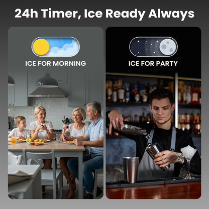 Commercial Ice Maker 80 Lbs/day by Kismile, banner with morning/party ice icons and scenes on Tampa Home & Garden Store