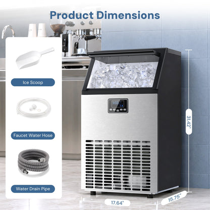 Commercial Ice Maker Machine 100 Lbs/24h Moon Ice by Kismile, with ice scoop and water hose on Tampa Home & Garden Store