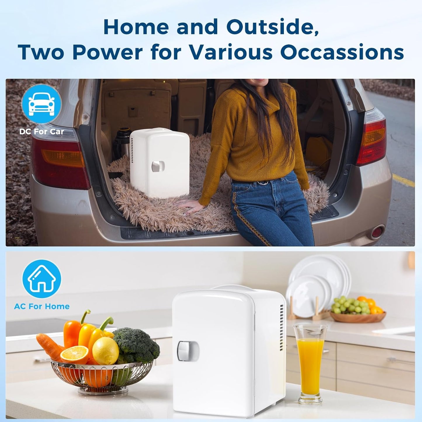 Réfrigérateur compact, mini-frigo portable, soins de la peau, capacité 4 L/6 canettes F3404 