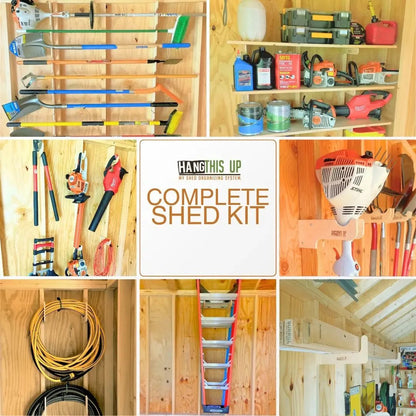 Kit completo para organizar el cobertizo: sistema de almacenamiento de herramientas para jardín y patio