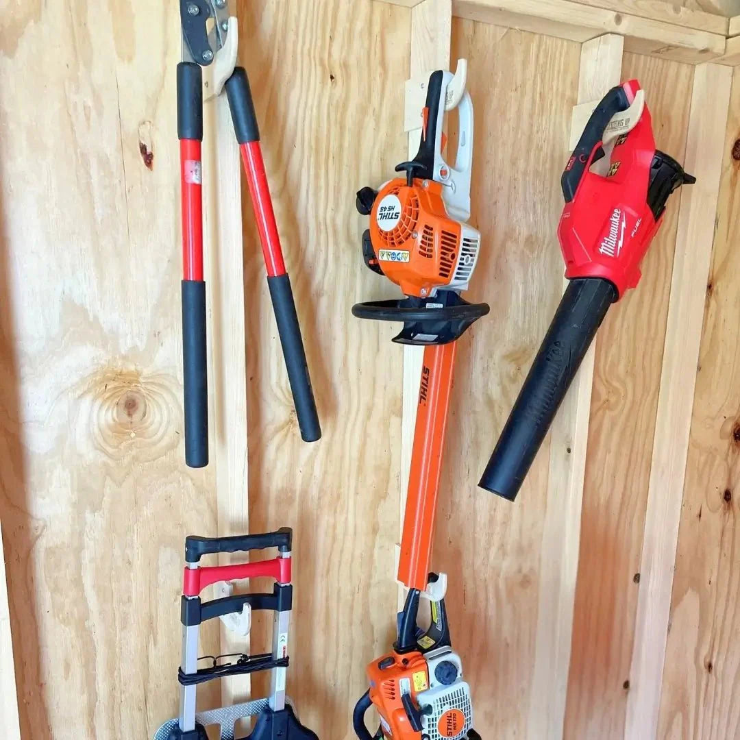 Kit completo para organizar el cobertizo: sistema de almacenamiento de herramientas para jardín y patio
