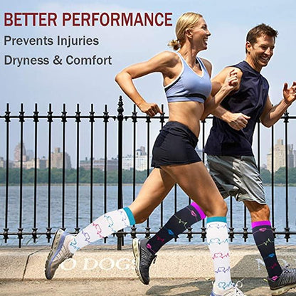 Stevvex compression athletic socks set of 3 with white/black patterns worn by runners on Tampa Home & Garden Store