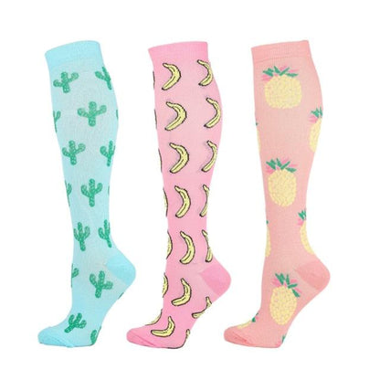 Compression Socks Stevvex kneehigh socks set of 3 with cactus, banana and pineapple prints on Tampa Home & Garden Store