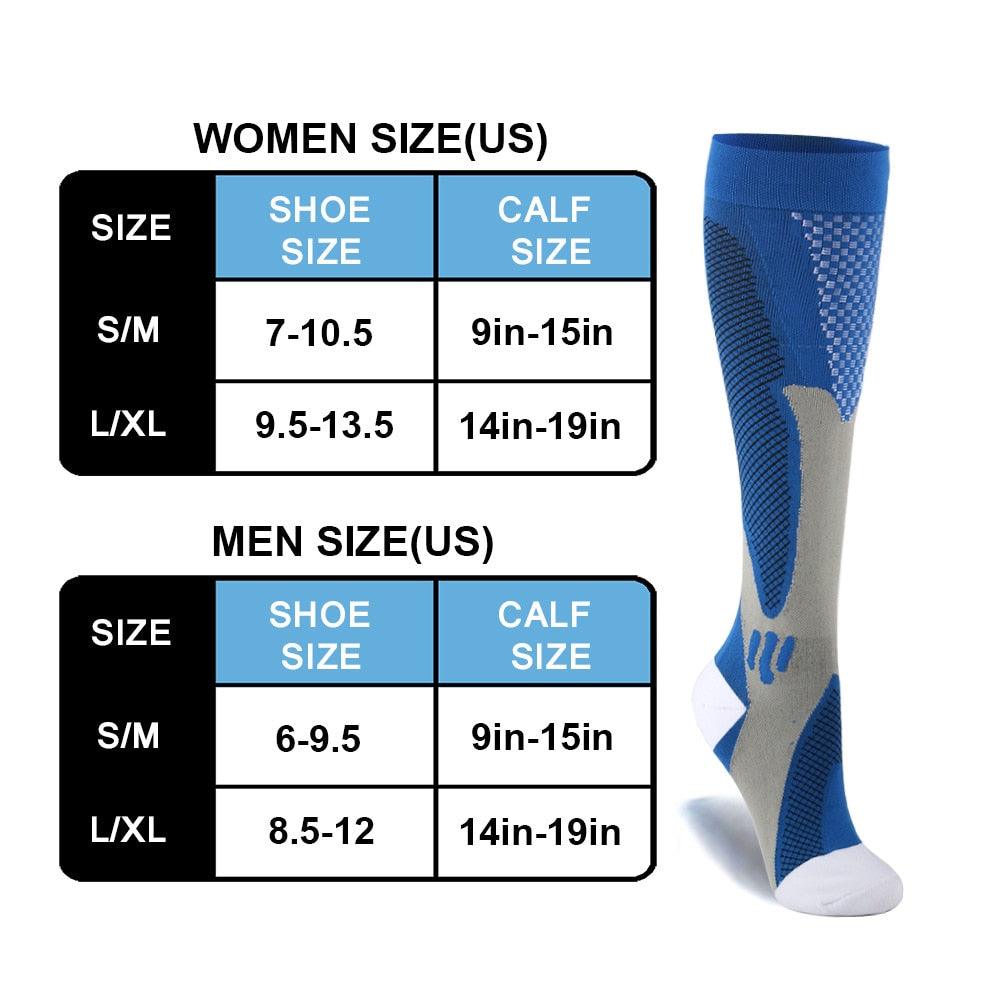 Stevvex compression knee socks nylon medical stockings blue gray breathable women and men sizes on Tampa Home & Garden Store