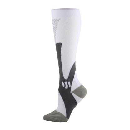 Stevvex knee compression sock white with black skeletal pattern 20-30mmHg breathable nylon on Tampa Home & Garden Store