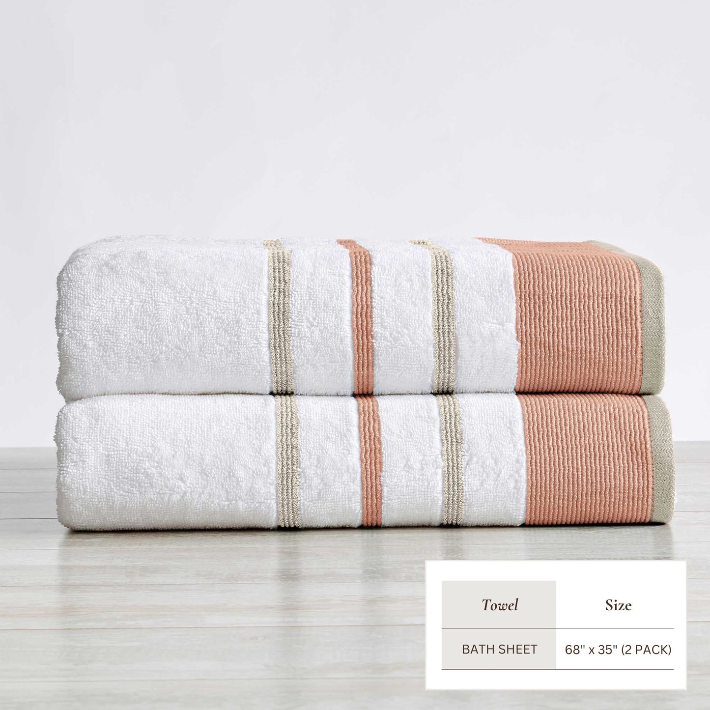 Soft Cotton Bath Towel Set and Stripe Detail