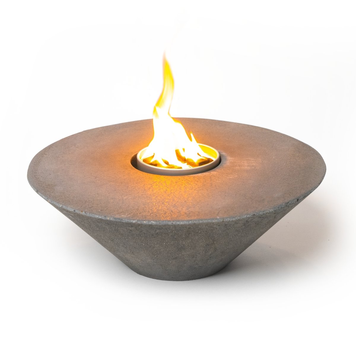 Concrete cone fire pit City Bonfires, gray concrete outdoor patio fire feature on Tampa Home & Garden Store