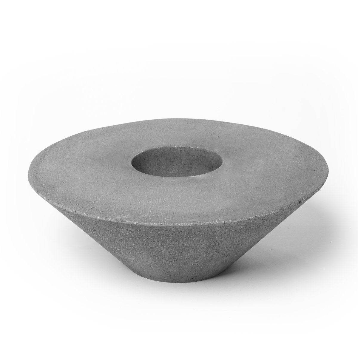 Concrete Cone Fire Pit, outdoor gray cement with wide top and central hollow opening on Tampa Home & Garden Store