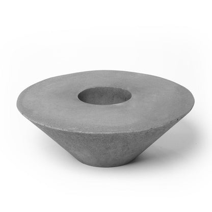 Concrete Cone Fire Pit, outdoor gray cement with wide top and central hollow opening on Tampa Home & Garden Store