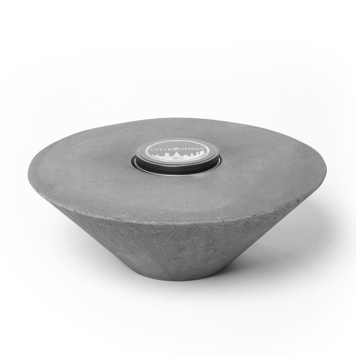 Concrete cone fire pit City Bonfires, gray textured outdoor fire pit with lid on Tampa Home & Garden Store