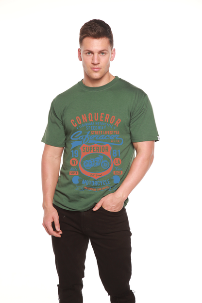 Conqueror Speedway bamboo viscose/organic cotton tee in olive green by Spun Bamboo on Tampa Home & Garden Store