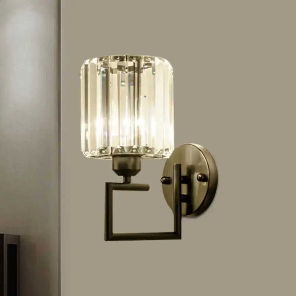 Black brass crystal sconce with glass cube shade and wall mount, Decorbites on Tampa Home & Garden Store