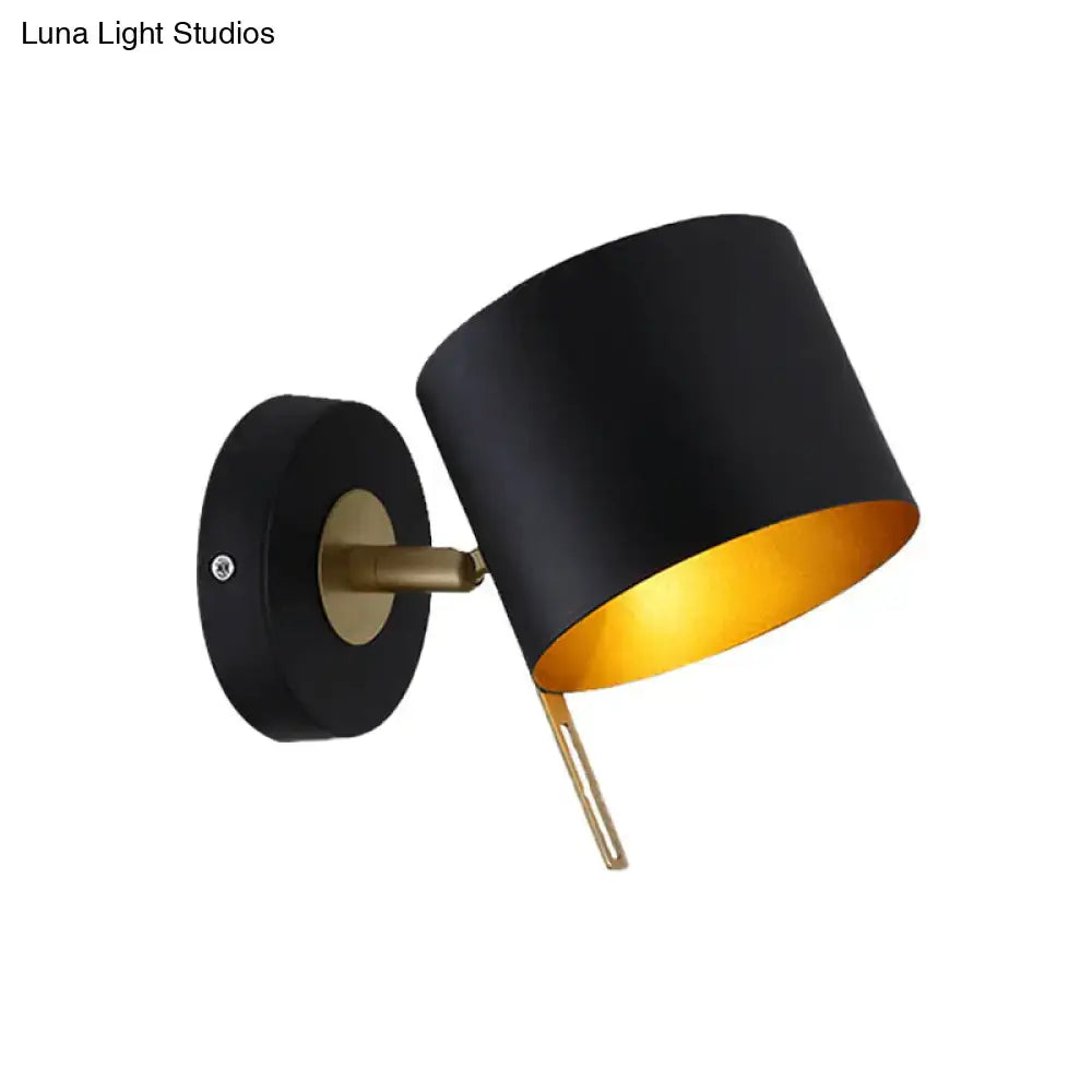 Black Gold Drum Sconce with black shade, gold interior, brass mount Decorbites on Tampa Home & Garden Store