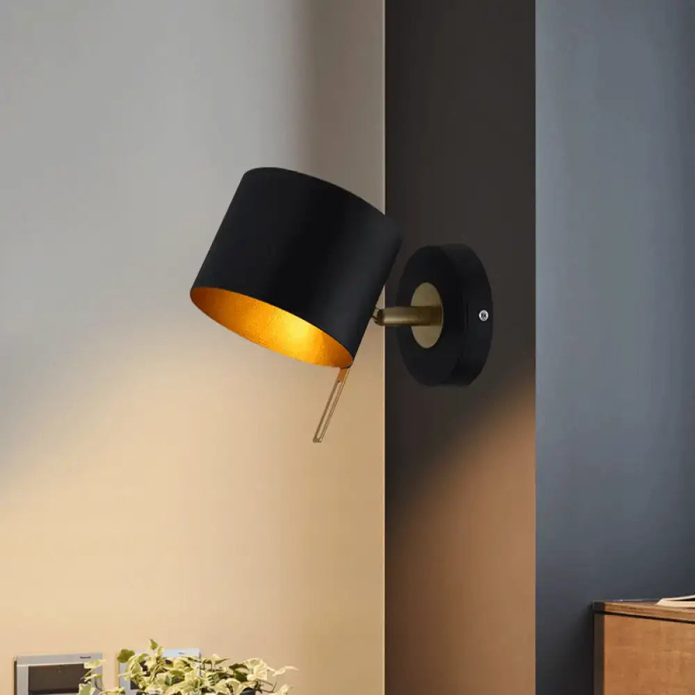 Black Gold Drum Sconce by Decorbites, wall-mounted black drum lamp with gold interior on Tampa Home & Garden Store