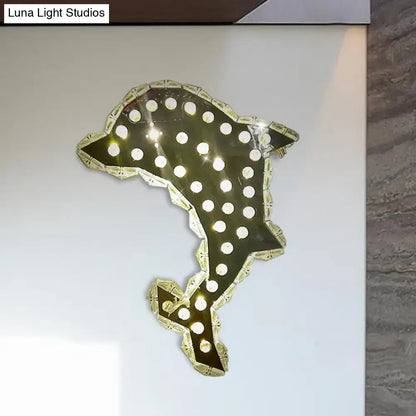 Black White Prism Sconce in Africa silhouette with LED bulbs and gold trim by Decorbites on Tampa Home & Garden Store