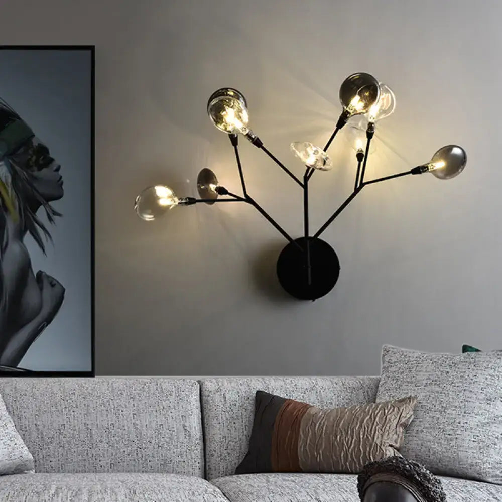 Black Branching Wall Lamp with multi-arm sputnik design and glass bulbs Decorbites lighting on Tampa Home & Garden Store