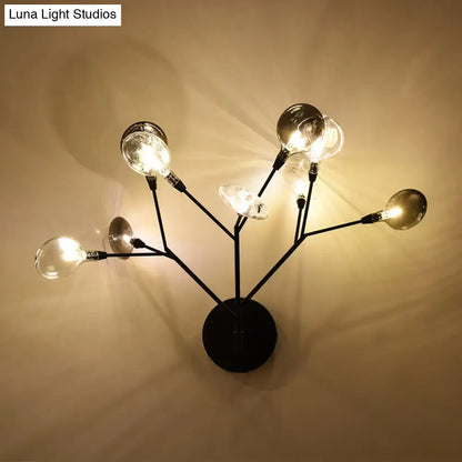 Black Branching Wall Lamp by Decorbites with glass bulbs and metal arms, warm glow on Tampa Home & Garden Store