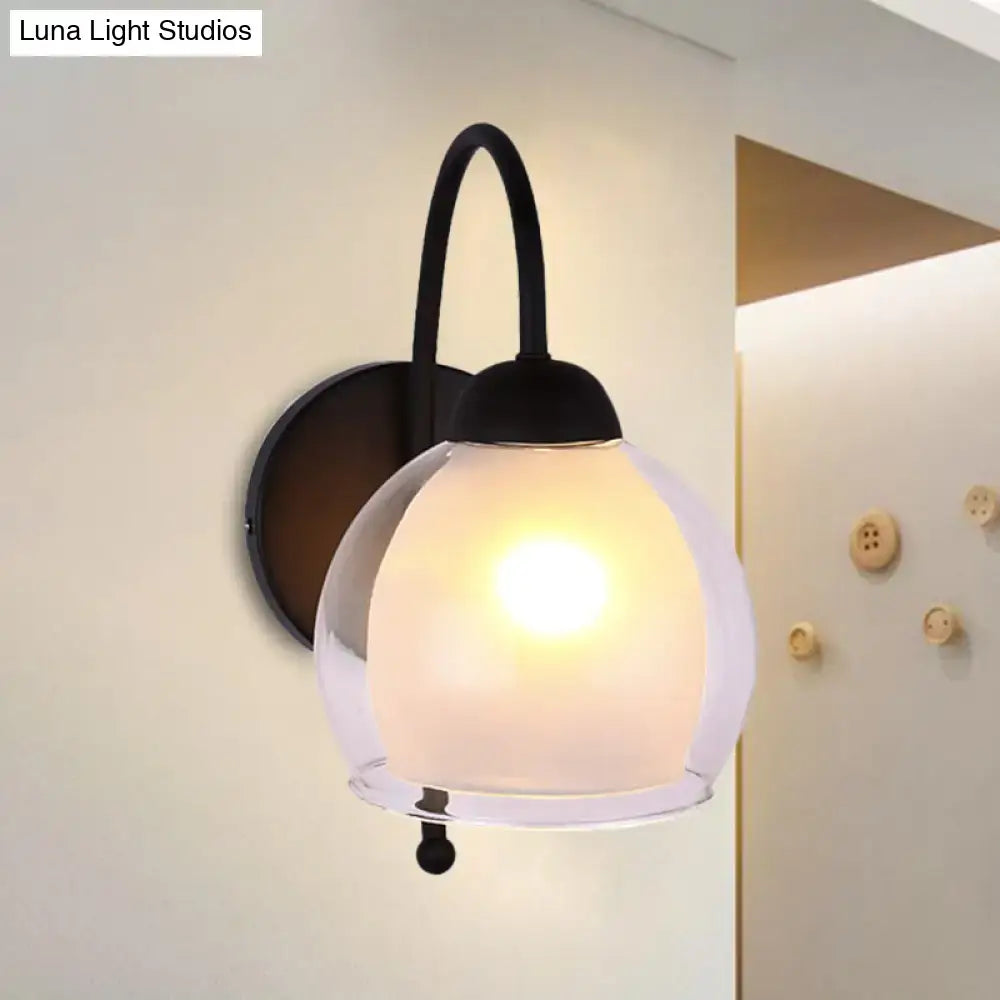 Black Frosted Glass Sconce by Decorbites with curved arm and round backplate on Tampa Home & Garden Store