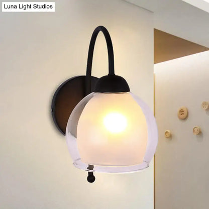 Black Frosted Glass Sconce by Decorbites with curved arm and round backplate on Tampa Home & Garden Store
