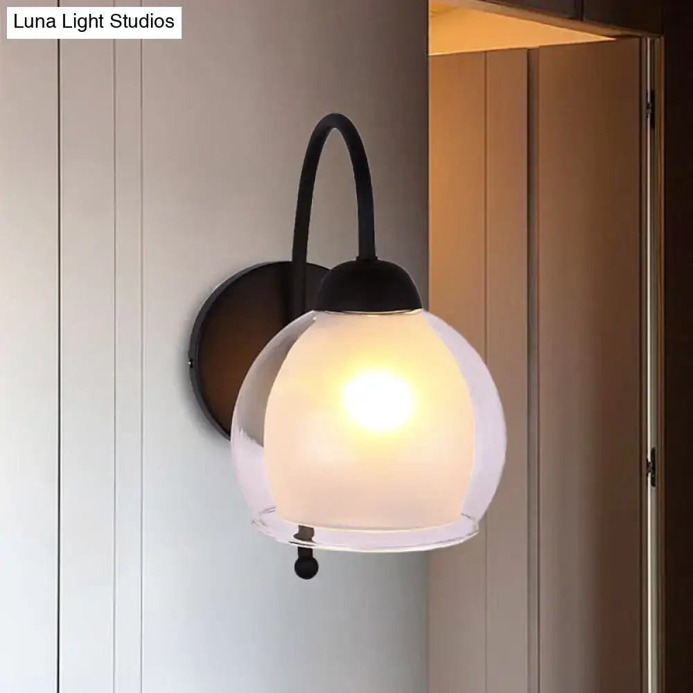 Black Frosted Glass Sconce with arm and pull chain wall light on Tampa Home & Garden Store