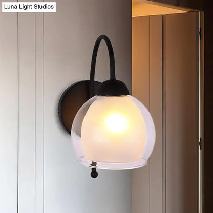 Black Frosted Glass Sconce with arm and pull chain wall light on Tampa Home & Garden Store