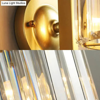Modern Black and Gold Crystal Drum Wall Lamp