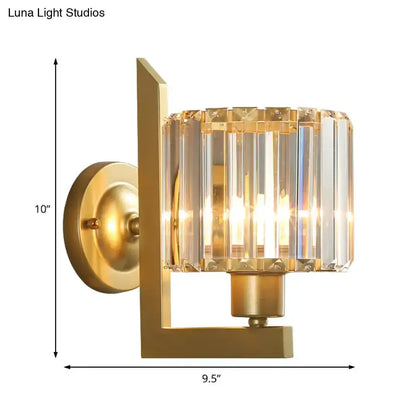 Modern Black and Gold Crystal Drum Wall Lamp