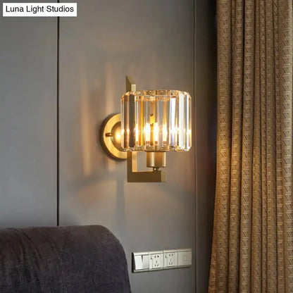 Modern Black and Gold Crystal Drum Wall Lamp