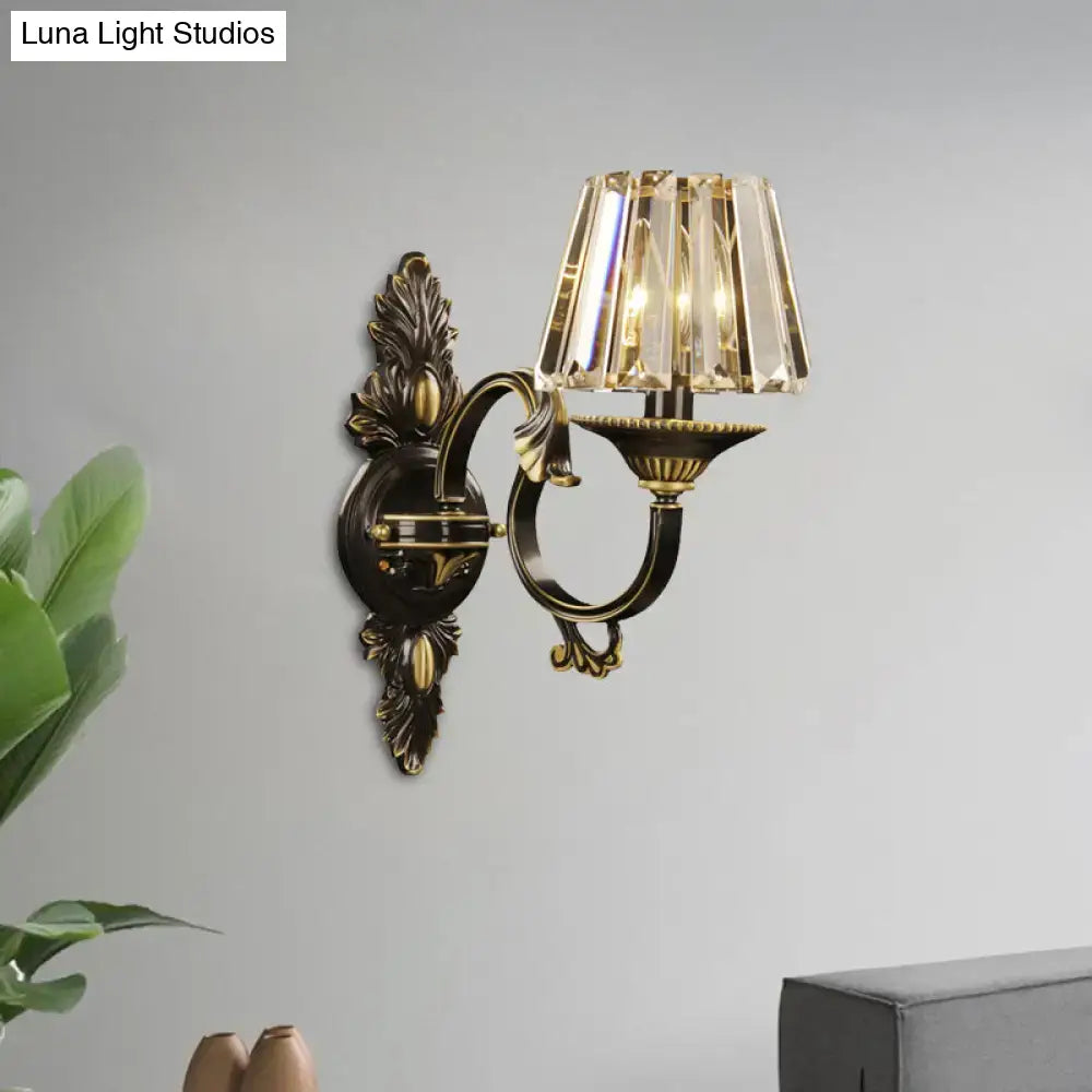 Decorbites Black Gold Crystal Prism Sconce ornate wall light with crystal shade on Tampa Home & Garden Store