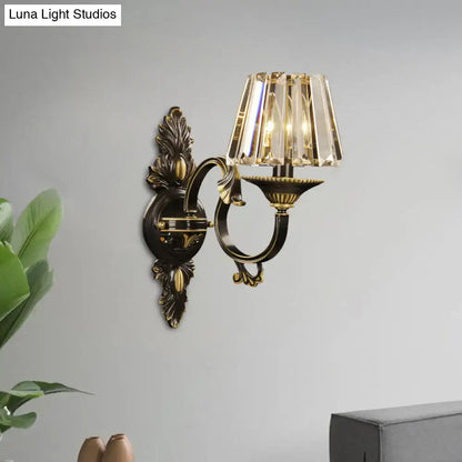 Decorbites Black Gold Crystal Prism Sconce ornate wall light with crystal shade on Tampa Home & Garden Store
