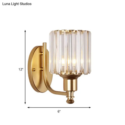 Black Crystal Rectangle Sconce in black-gold finish with clear crystal shade and brass wall mount on Tampa Home & Garden Store