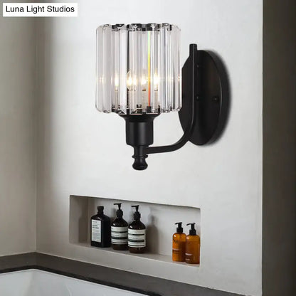 Black Crystal Rectangle Sconce with black-gold finish and glass shade by Decorbites on Tampa Home & Garden Store