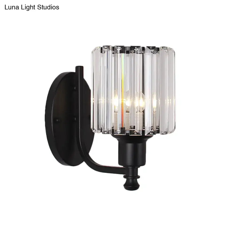 Decorbites Black Crystal Rectangle Sconce with black-gold finish and clear crystal panels on Tampa Home & Garden Store