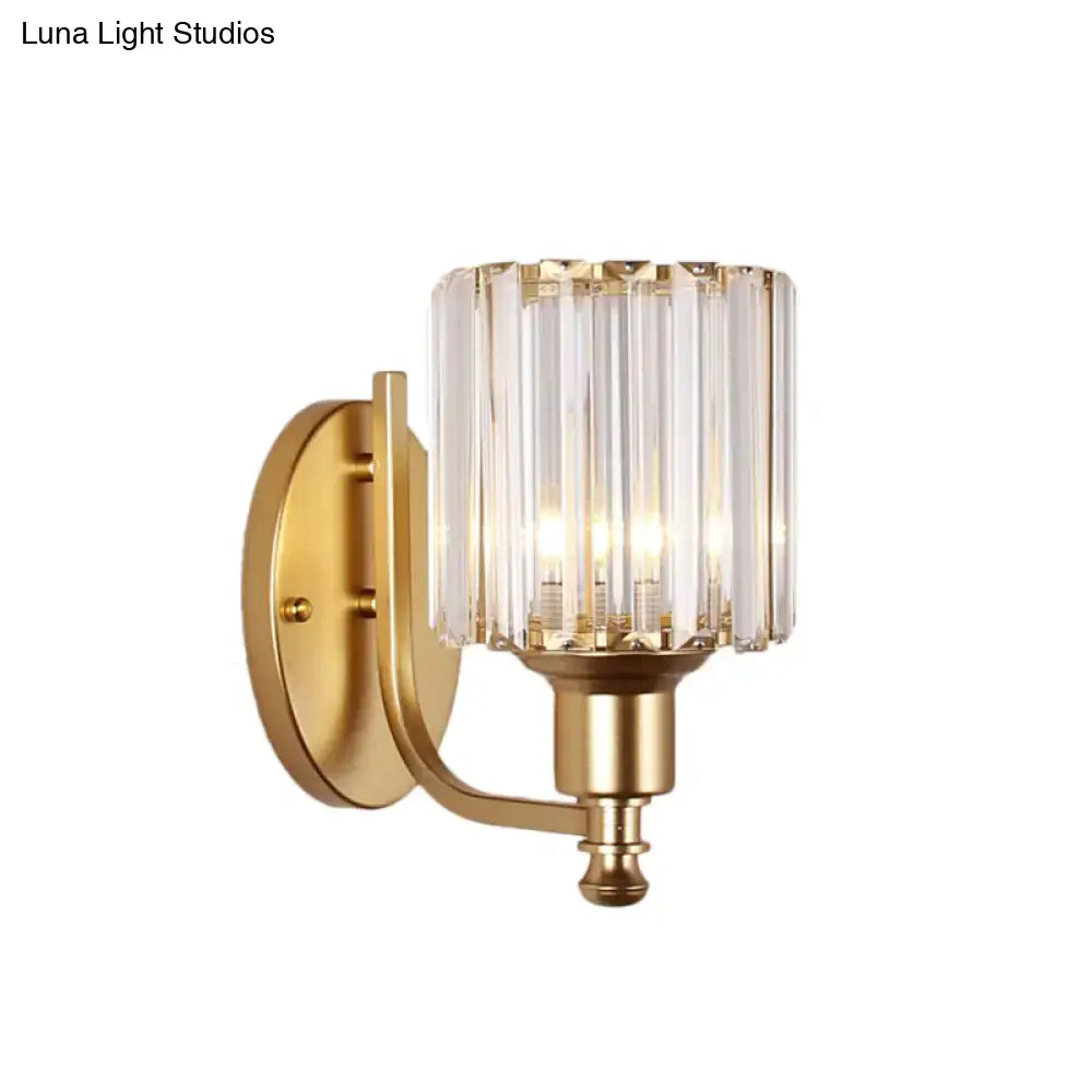 Black Crystal Rectangle Sconce with black-gold finish and clear crystal prisms on Tampa Home & Garden Store