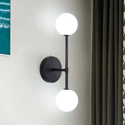 Contemporary Black and Gold Dual Ball Wall Lamp