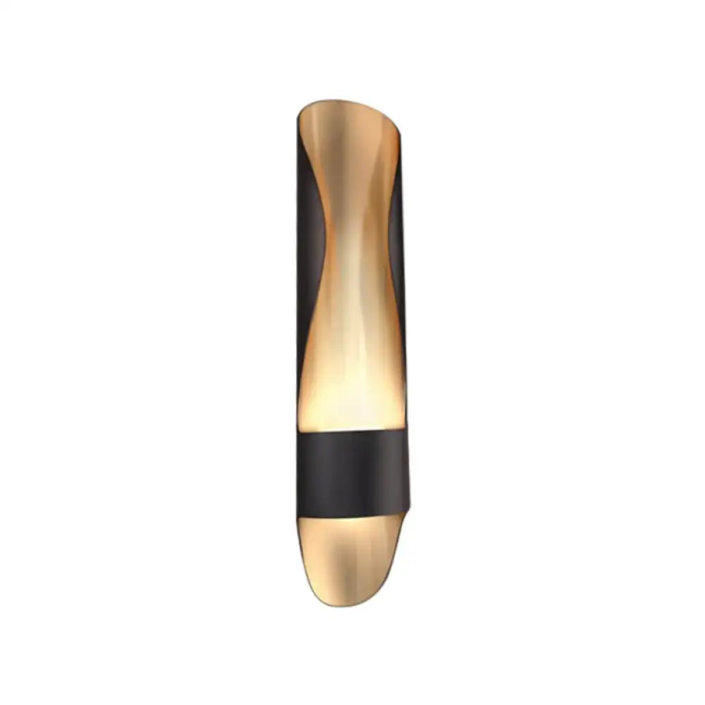 Black Twisted LED Wall Sconce by Decorbites; black metal with brass twist accents on Tampa Home & Garden Store