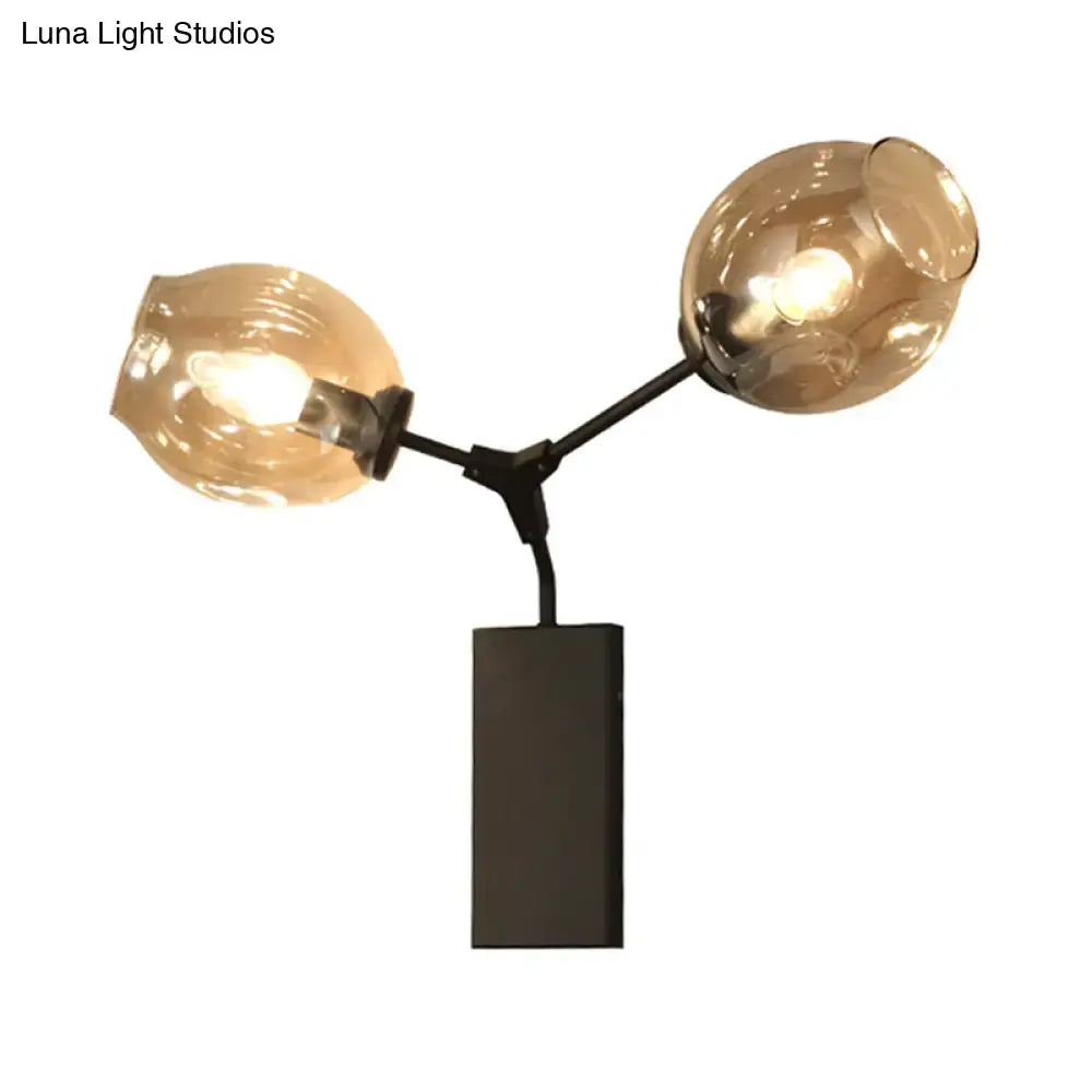 Black Gold Clear-Glass Wall Sconce by Decorbites, dual-armed black metal with two glass globes on Tampa Home & Garden Store