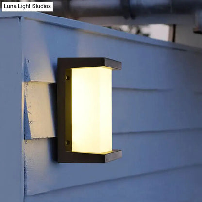 Black LED flush wall lamp sconce, black metal frame with frosted panel by Decorbites on Tampa Home & Garden Store