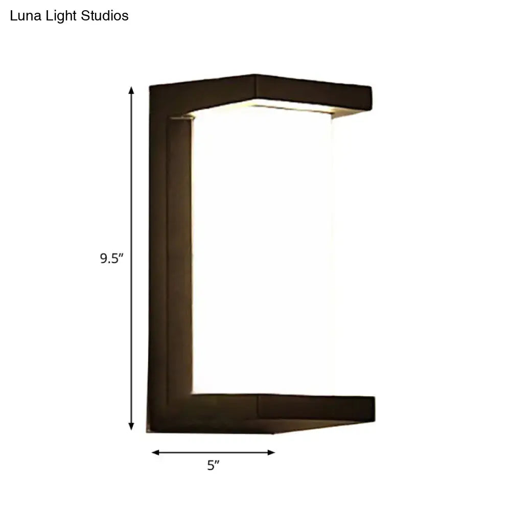 Black LED Flush Wall Lamp by Decorbites, black metal frame with white LED panel, 9.5x5 in tall on Tampa Home & Garden Store