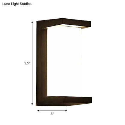 Black LED Flush Wall Lamp by Decorbites, black metal frame with white LED panel, 9.5x5 in tall on Tampa Home & Garden Store