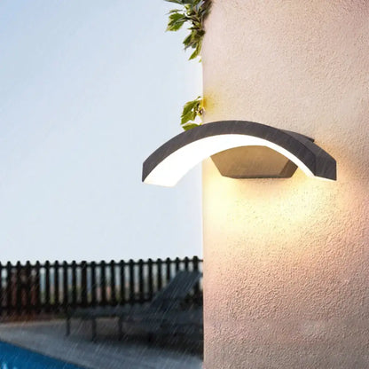 Black LED Flush Wall Lamp by Decorbites, outdoor wall-mounted light with curved arc design on Tampa Home & Garden Store