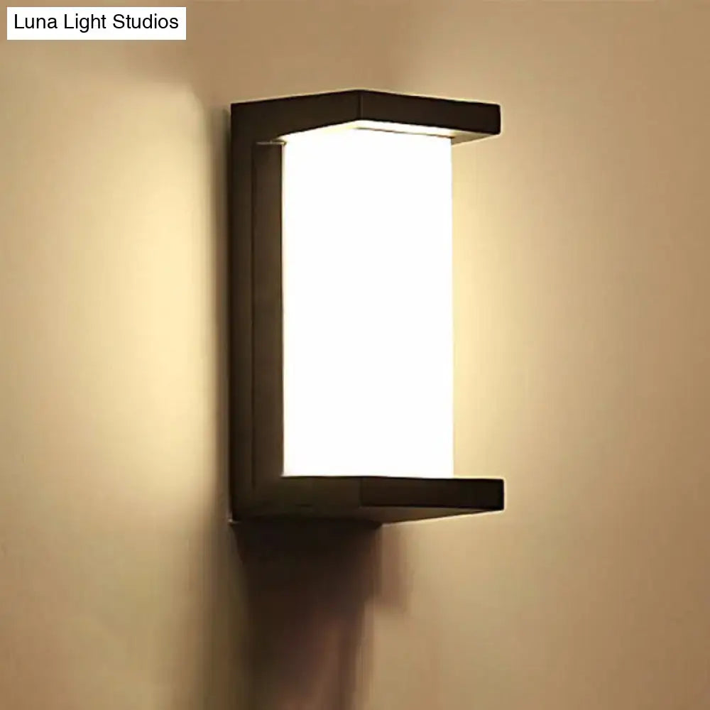 Black LED flush wall lamp with rectangular metal frame and white diffuser on Tampa Home & Garden Store
