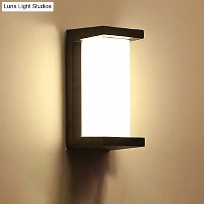 Black LED flush wall lamp with rectangular metal frame and white diffuser on Tampa Home & Garden Store