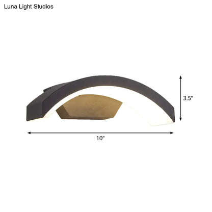 Black LED Flush Wall Lamp by Decorbites, curved arch design with bronze interior panel on Tampa Home & Garden Store