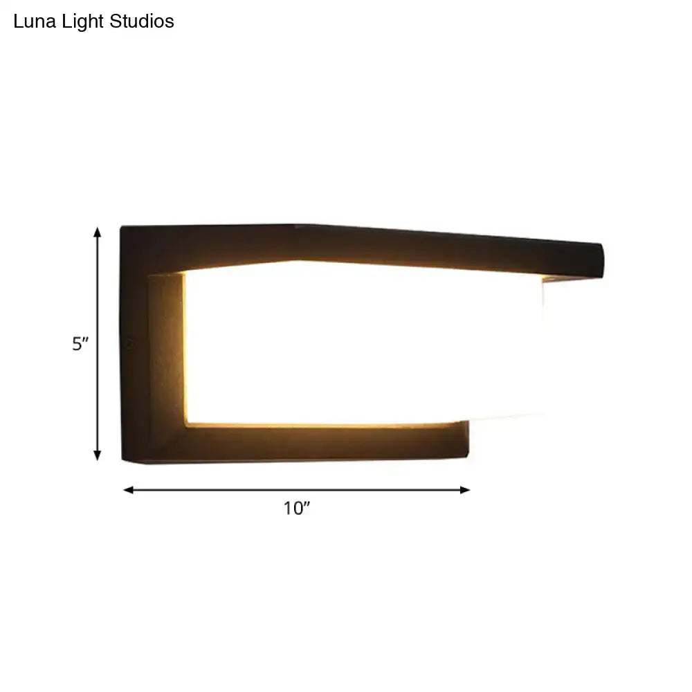 Black LED Flush Wall Lamp by Decorbites, 5in tall x 10in wide, modern black metal light on Tampa Home & Garden Store