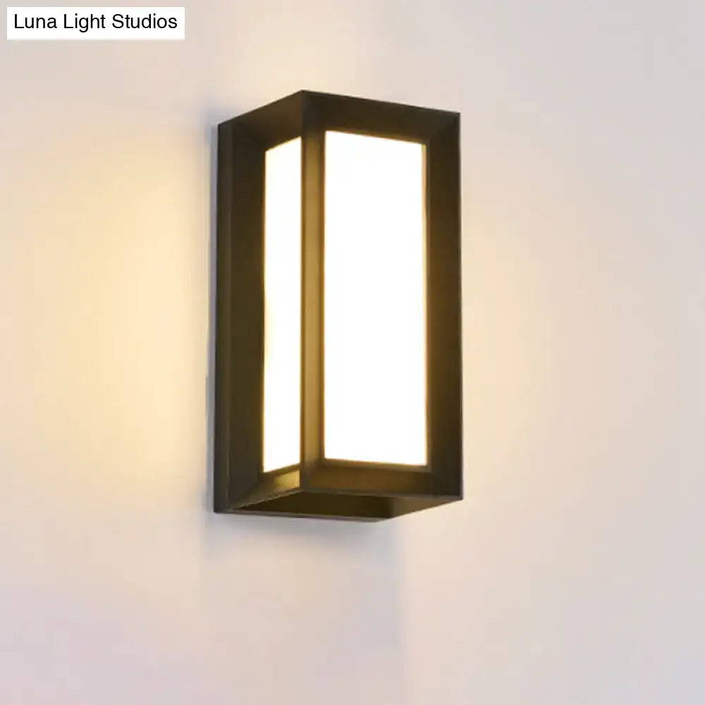 Black LED flush wall lamp with rectangular black metal frame and frosted panel Decorbites on Tampa Home & Garden Store