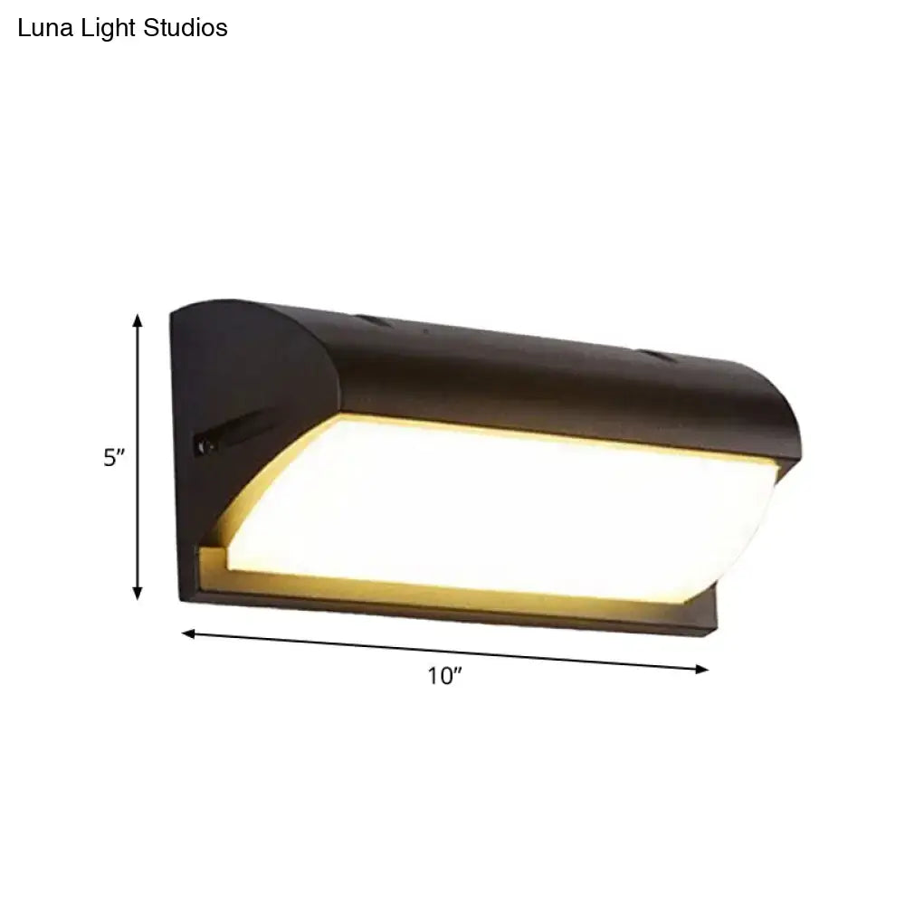 Decorbites black LED flush wall lamp, 10in wide by 5in tall, wall-mounted warm glow on Tampa Home & Garden Store