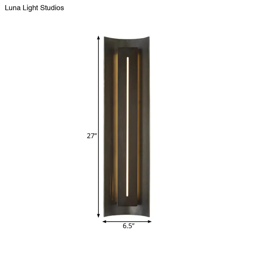Black metal shade wall lamp by Decorbites, 27in tall with a slim vertical light slot on Tampa Home & Garden Store